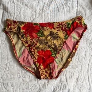 Floral Bikini Bottoms in Red and Green